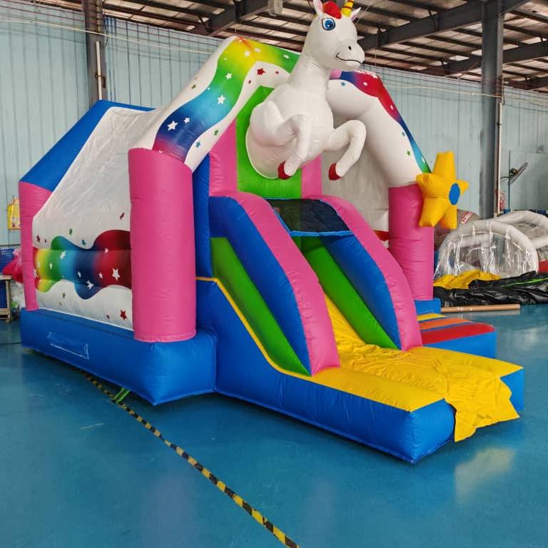 Детски батут с пързалка "Магически еднорог" ― Baron.bg