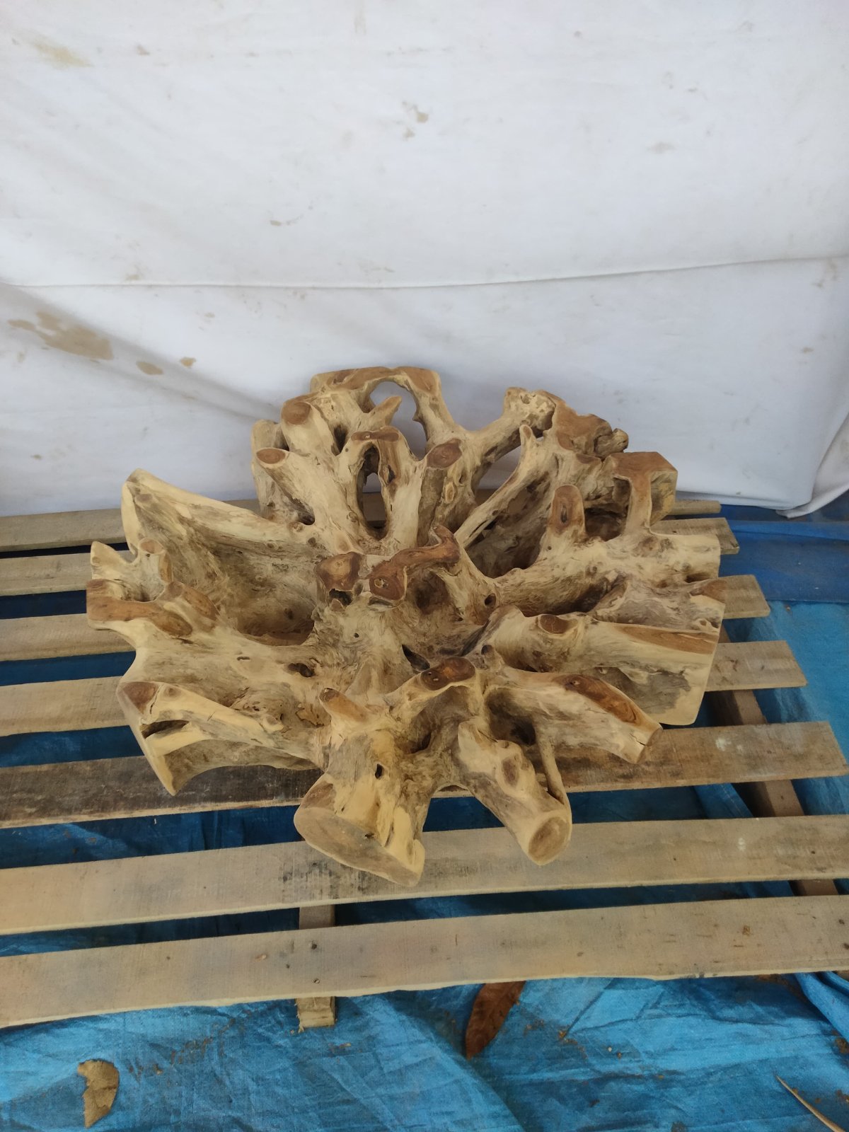 Кръгла маса от масив корен тик