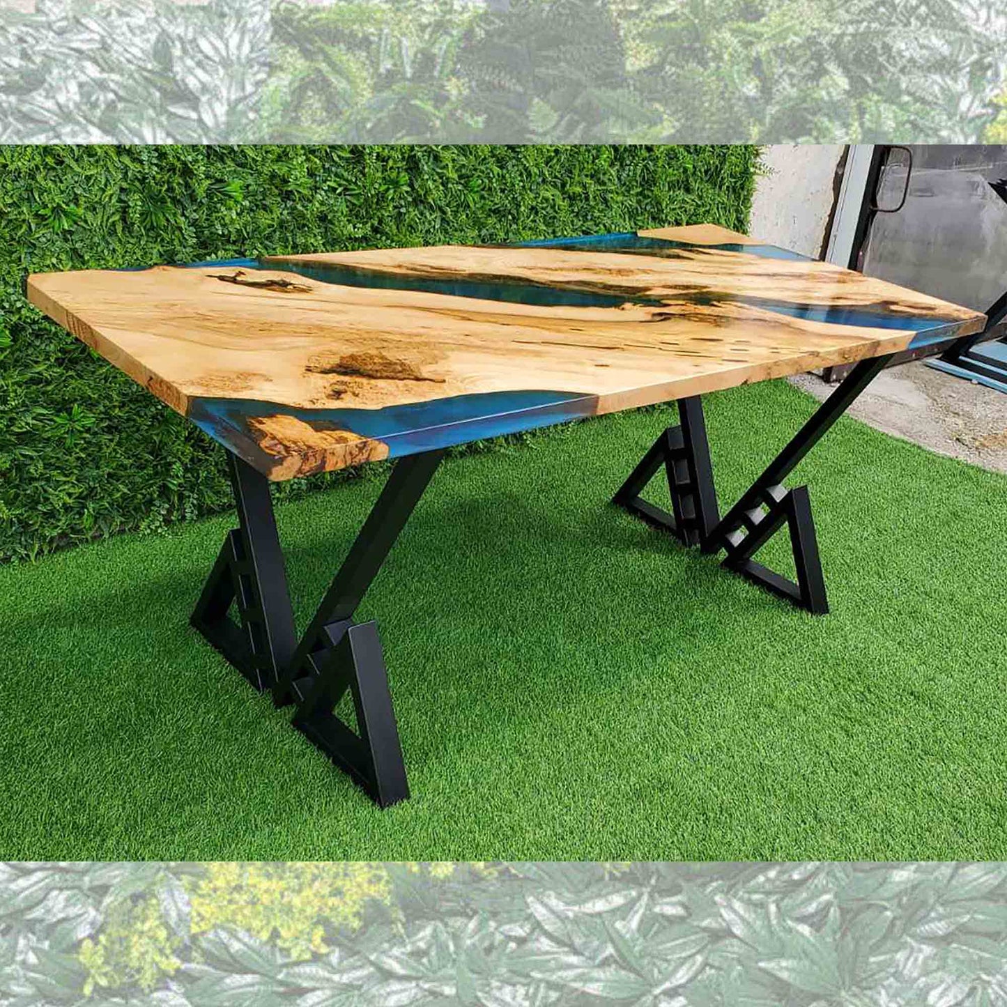 Уникална маса от масивно дърво и прозрачна епоксидна смола - PMD 082