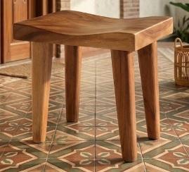 Дървена табуретка Seater с правоъгълна седалка, размери 45 × 30 × 45 см