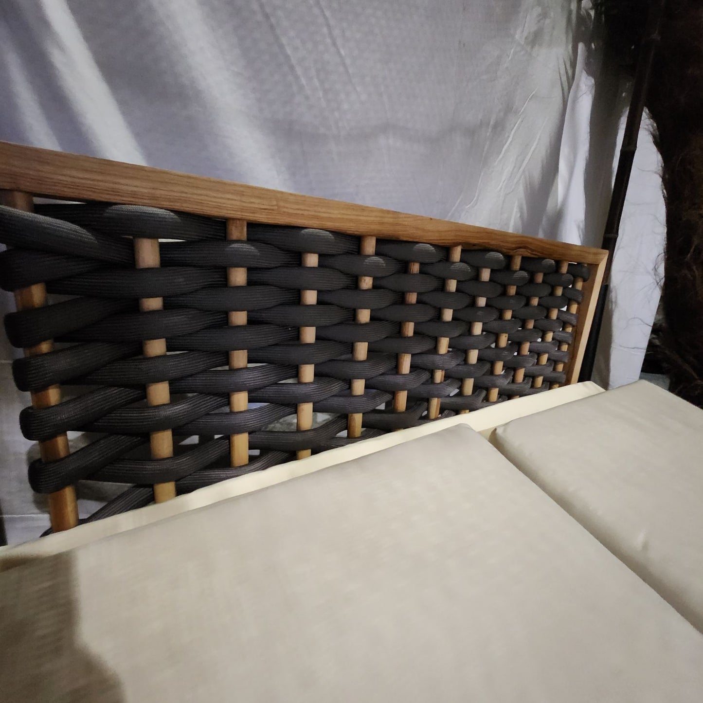 Плажно легло със сенник от макраме