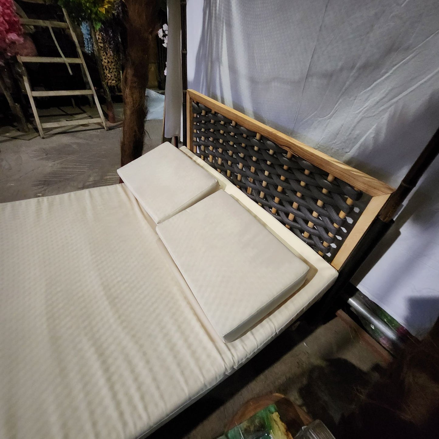 Плажно легло със сенник от макраме